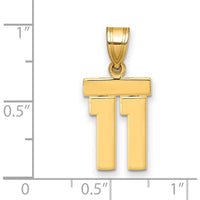 14K Yellow Gold Small Polished Number 11 Pendant Charm by 0