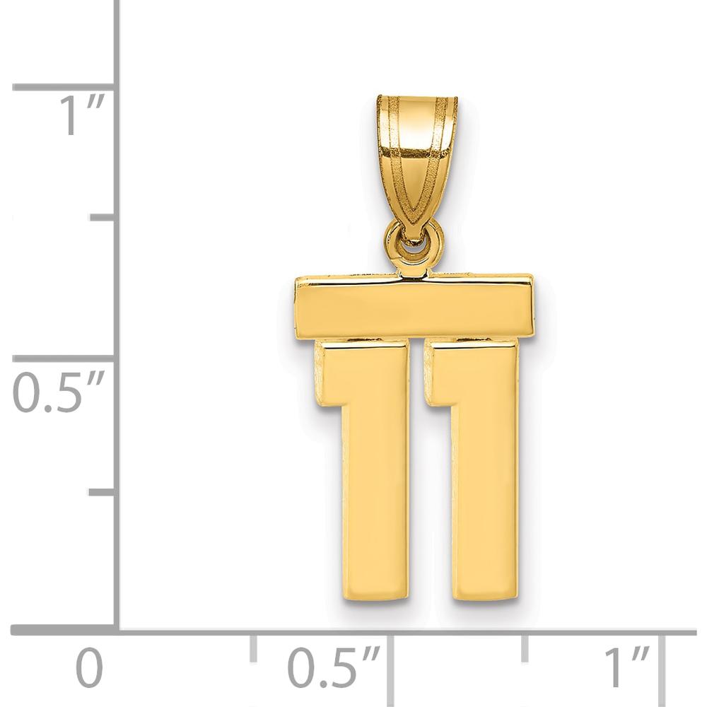 14K Yellow Gold Small Polished Number 11 Pendant Charm by 0