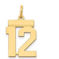 14K Yellow Gold Small Polished Number 12 Laser-Cut Pendant Charm by Oro Pregiato