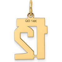 14K Yellow Gold Small Polished Number 12 Laser-Cut Pendant Charm by Oro Pregiato