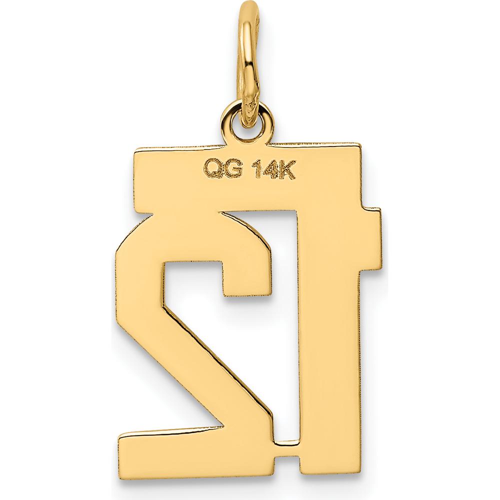14K Yellow Gold Small Polished Number 12 Laser-Cut Pendant Charm by Oro Pregiato