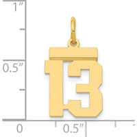 14K Yellow Gold Small Polished Number 13 Charm - Laser Cut Design by Oro Pregiato