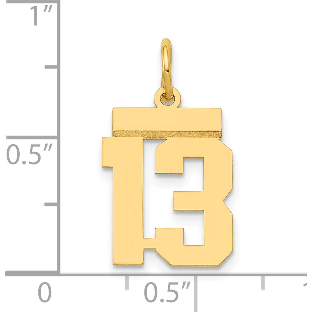 14K Yellow Gold Small Polished Number 13 Charm - Laser Cut Design by Oro Pregiato