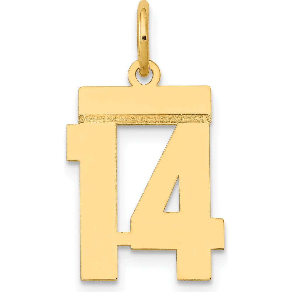 14K Yellow Gold Small Polished Number 14 Charm by Oro Pregiato
