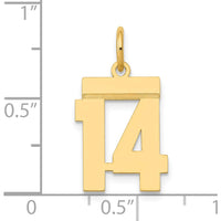 14K Yellow Gold Small Polished Number 14 Charm by Oro Pregiato