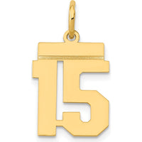 14K Yellow Gold Small Polished Number 15 Pendant Charm by Oro Pregiato