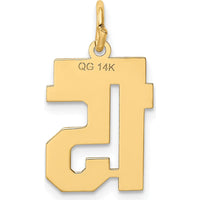 14K Yellow Gold Small Polished Number 15 Pendant Charm by Oro Pregiato