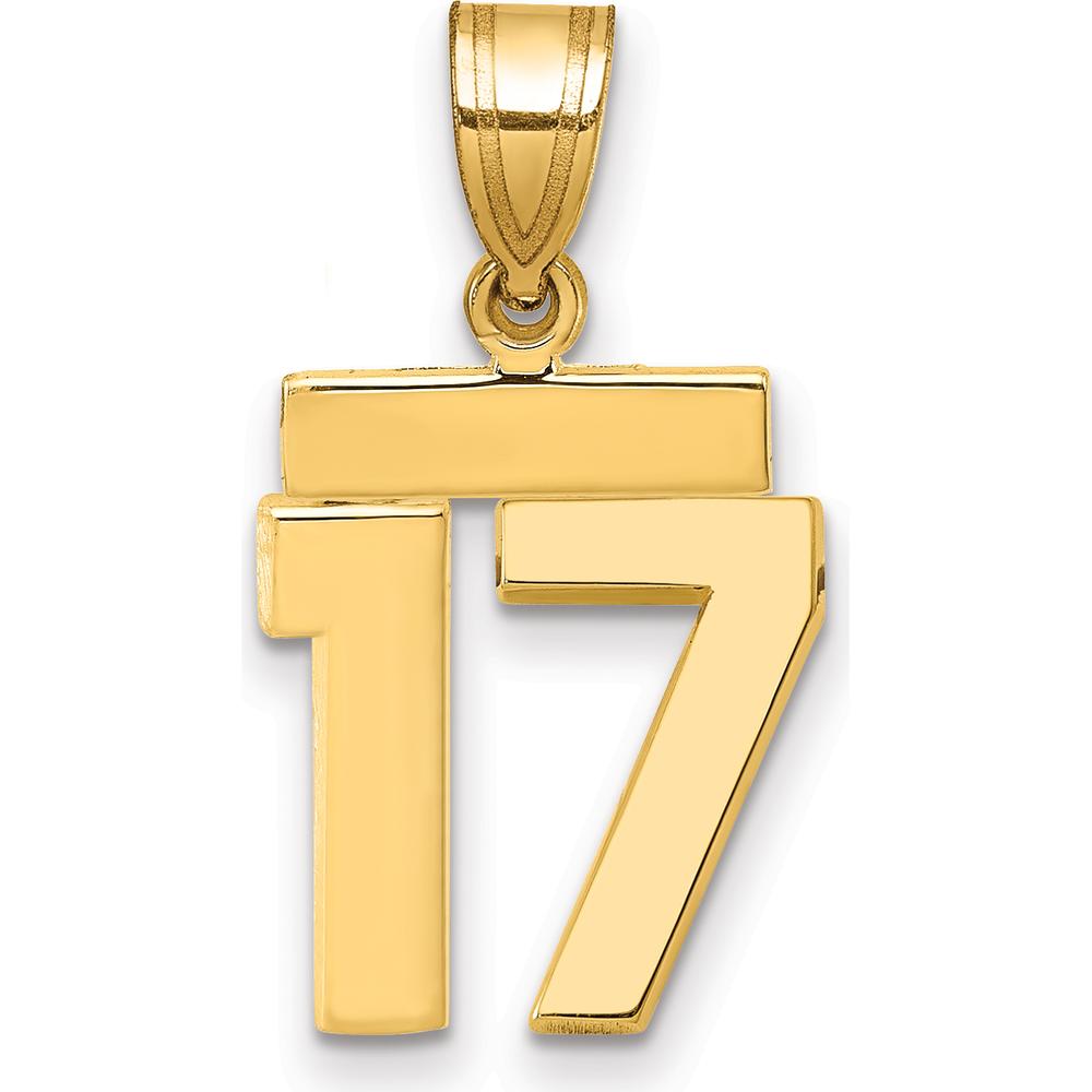 14K Yellow Gold Small Polished Number 17 Charm Pendant by 0