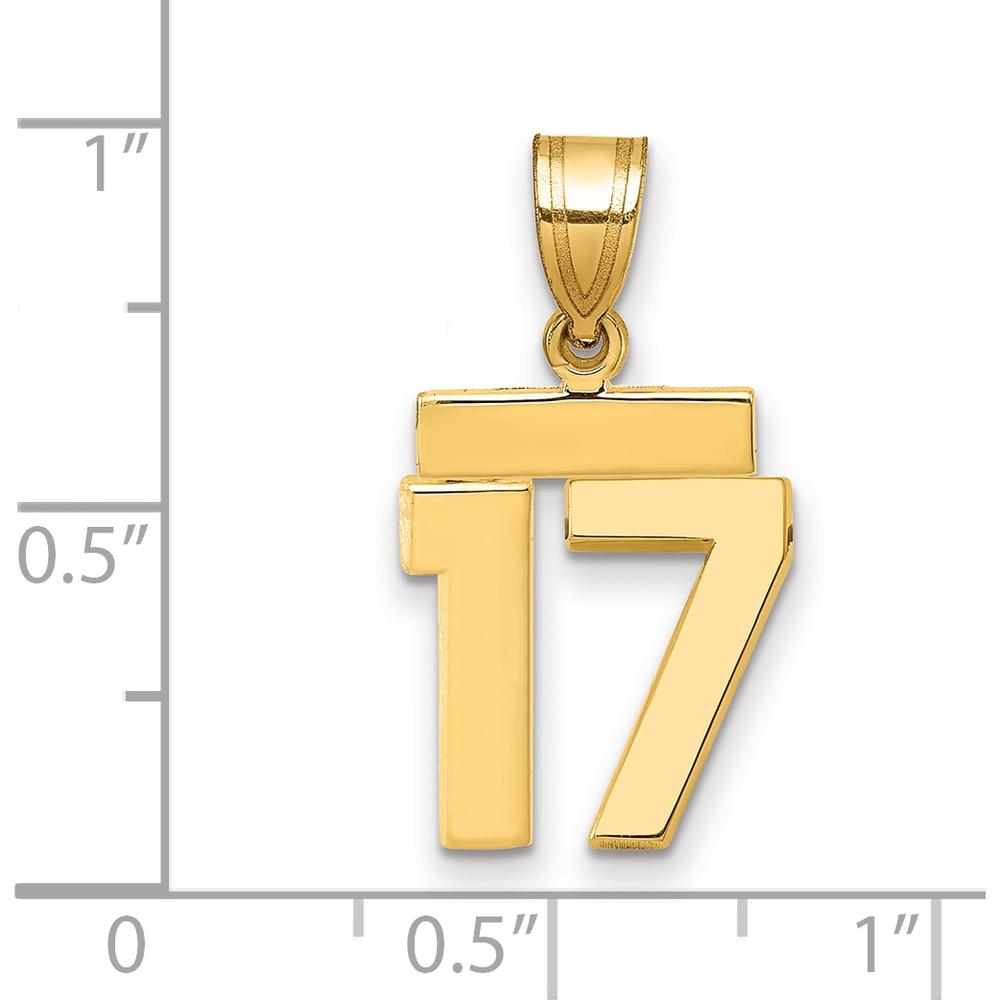 14K Yellow Gold Small Polished Number 17 Charm Pendant by 0