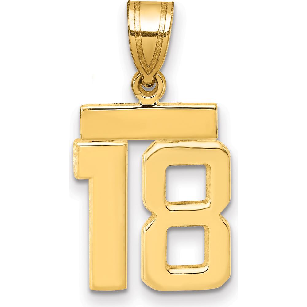 14K Yellow Gold Small Polished Number 18 Charm by 0