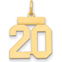 14K Yellow Gold Small Polished Number 20 Pendant Charm by Oro Pregiato