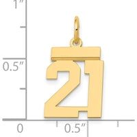 14K Yellow Gold Small Polished Number 21 Charm - Laser Cut Design by Oro Pregiato