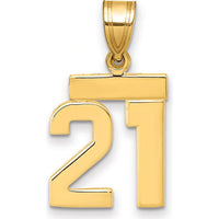 14K Yellow Gold Small Polished Number 21 Charm - Timeless Pendant for Personal Milestones by 0