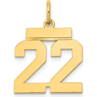 14K Yellow Gold Small Polished Number 22 Charm - Laser Cut Design by Oro Pregiato