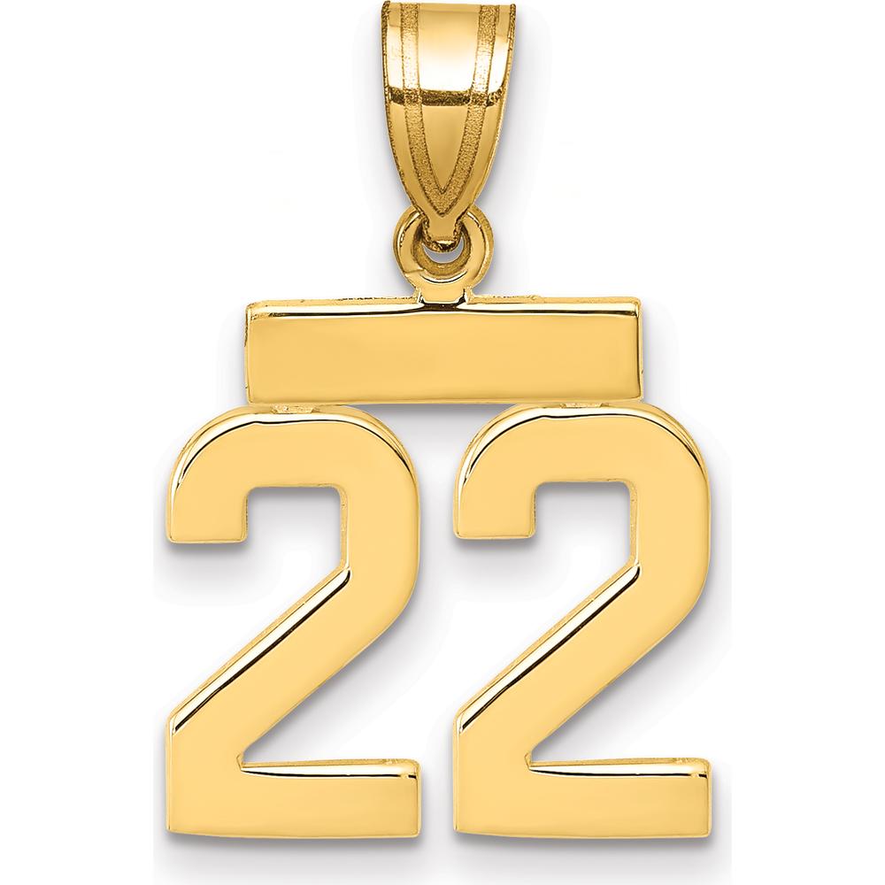 14K Yellow Gold Small Polished Number 22 Charm by 0