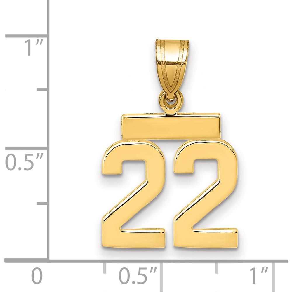 14K Yellow Gold Small Polished Number 22 Charm by 0