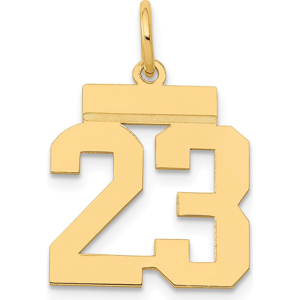 14K Yellow Gold Small Polished Number 23 Charm - Laser Cut and Meaningful Design by Oro Pregiato