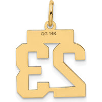 14K Yellow Gold Small Polished Number 23 Charm - Laser Cut and Meaningful Design by Oro Pregiato