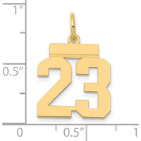 14K Yellow Gold Small Polished Number 23 Charm - Laser Cut and Meaningful Design by Oro Pregiato