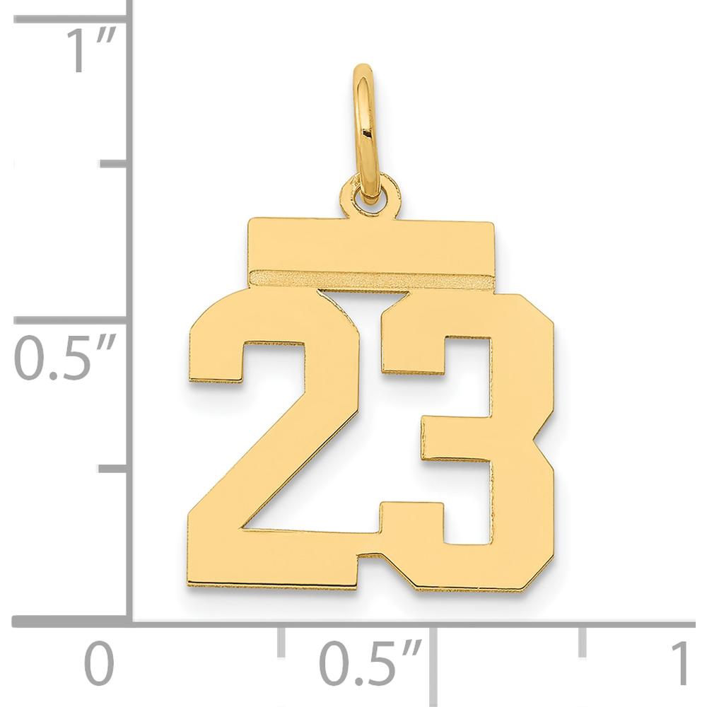14K Yellow Gold Small Polished Number 23 Charm - Laser Cut and Meaningful Design by Oro Pregiato