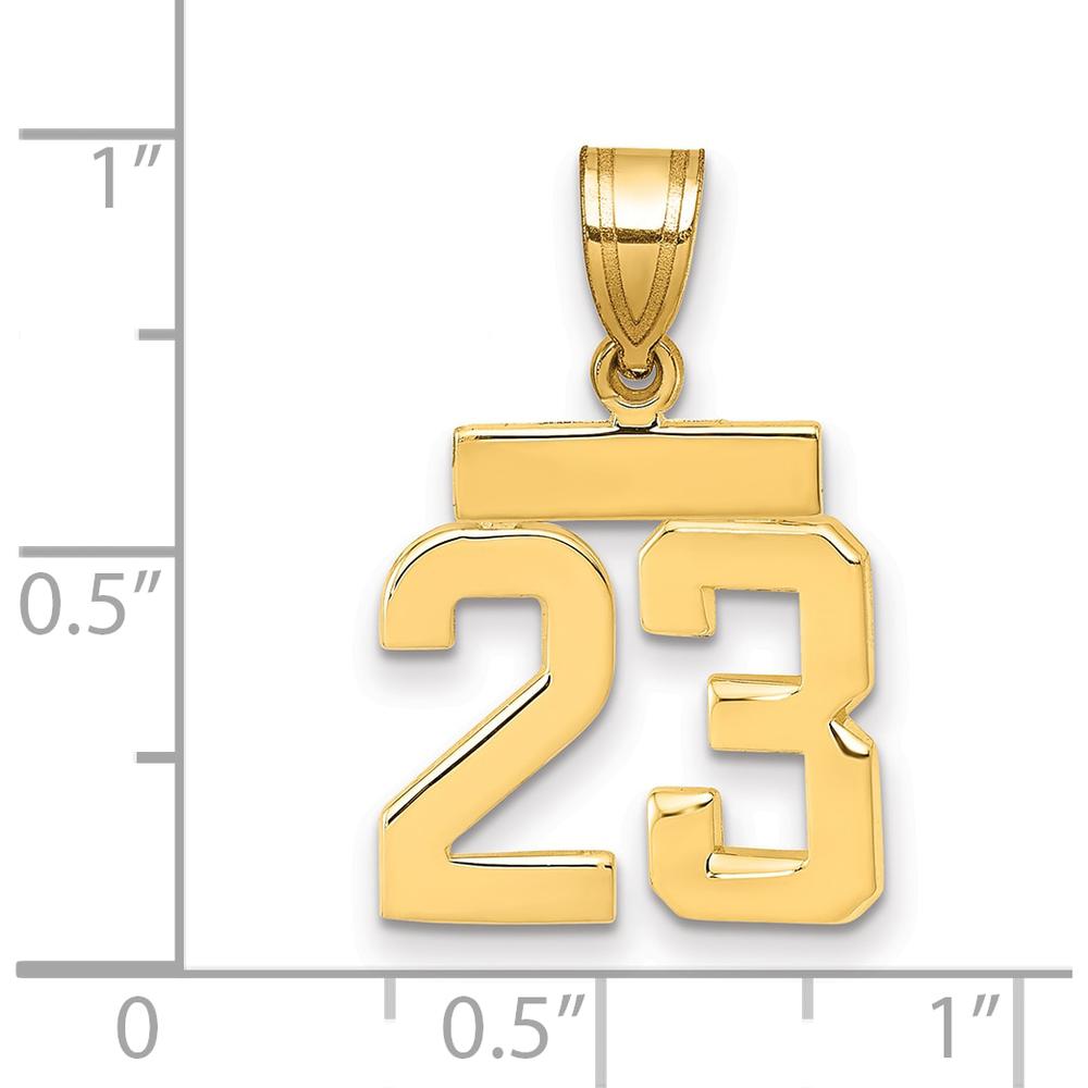 14K Yellow Gold Small Polished Number 23 Charm - Minimalist Pendant by 0