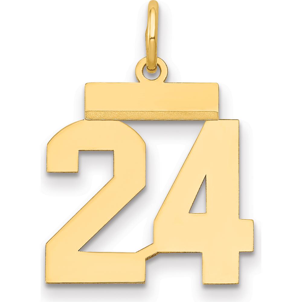 14K Yellow Gold Small Polished Number 24 Charm Pendant by Oro Pregiato