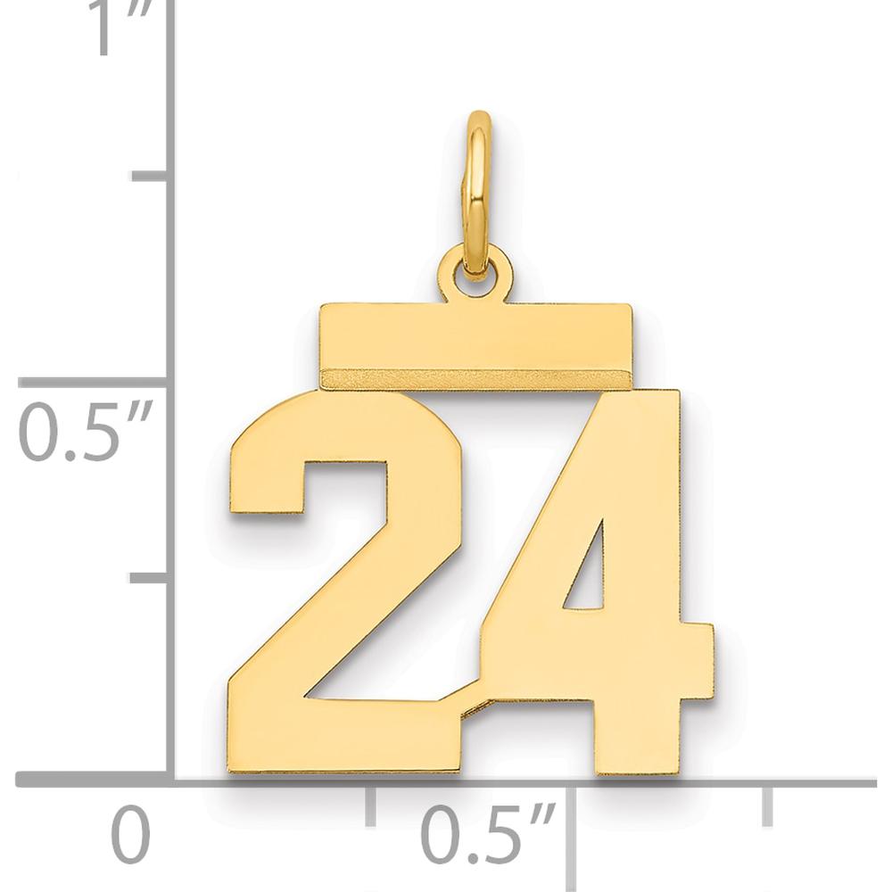 14K Yellow Gold Small Polished Number 24 Charm Pendant by Oro Pregiato