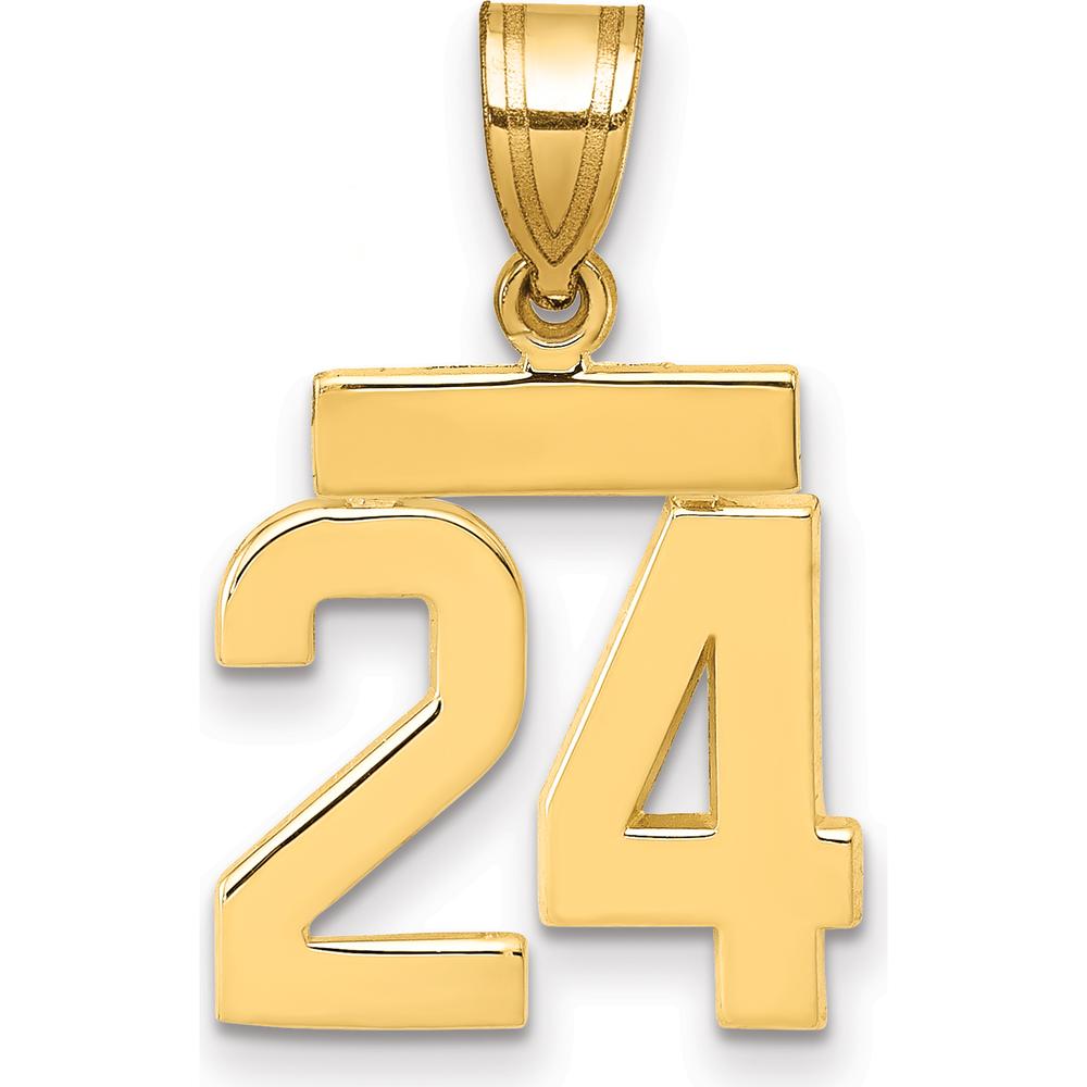 14K Yellow Gold Small Polished Number 24 Pendant Charm by 0