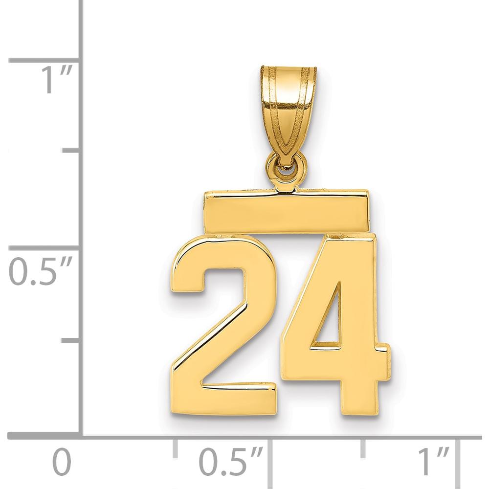 14K Yellow Gold Small Polished Number 24 Pendant Charm by 0