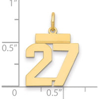 14K Yellow Gold Small Polished Number 27 Charm - Laser Cut Design by Oro Pregiato