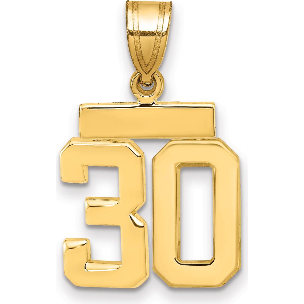 14K Yellow Gold Small Polished Number 30 Pendant Charm by 0