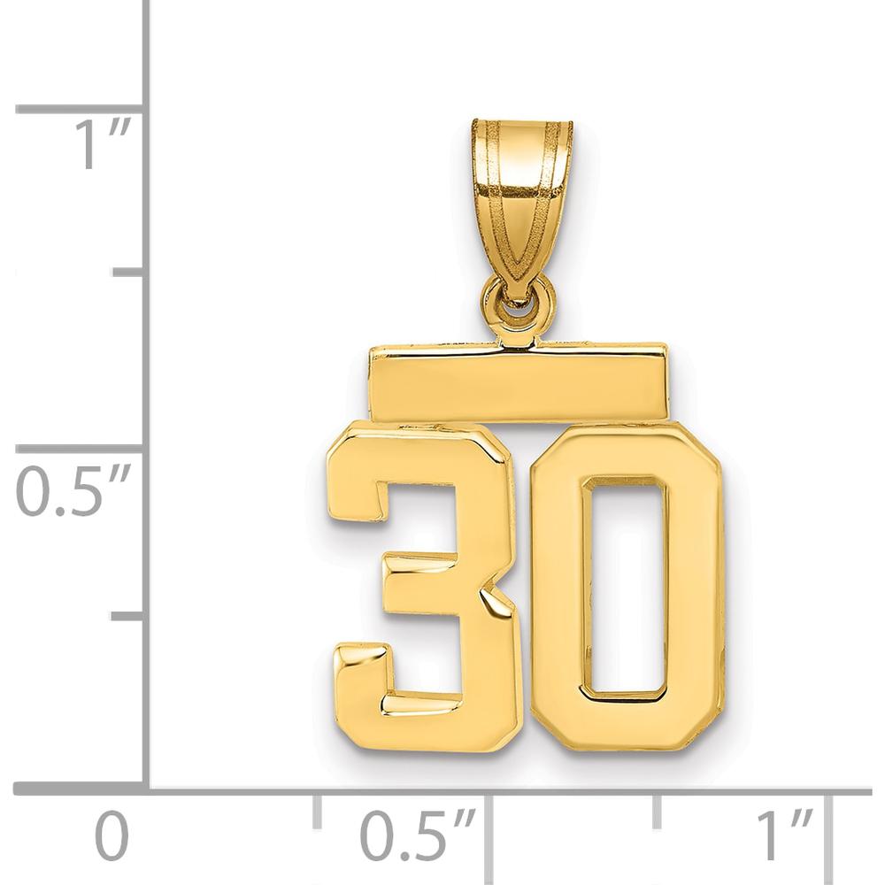 14K Yellow Gold Small Polished Number 30 Pendant Charm by 0
