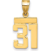 14K Yellow Gold Small Polished Number 31 Pendant Charm by 0