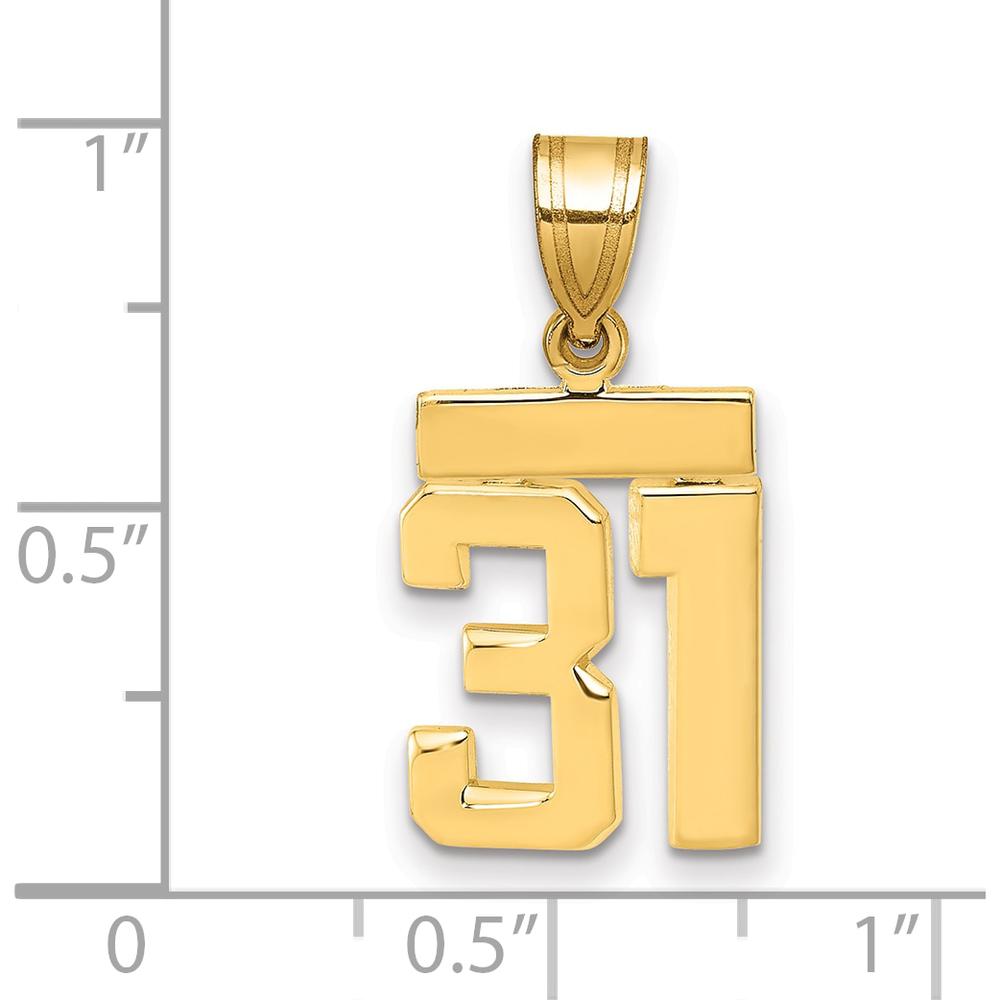 14K Yellow Gold Small Polished Number 31 Pendant Charm by 0