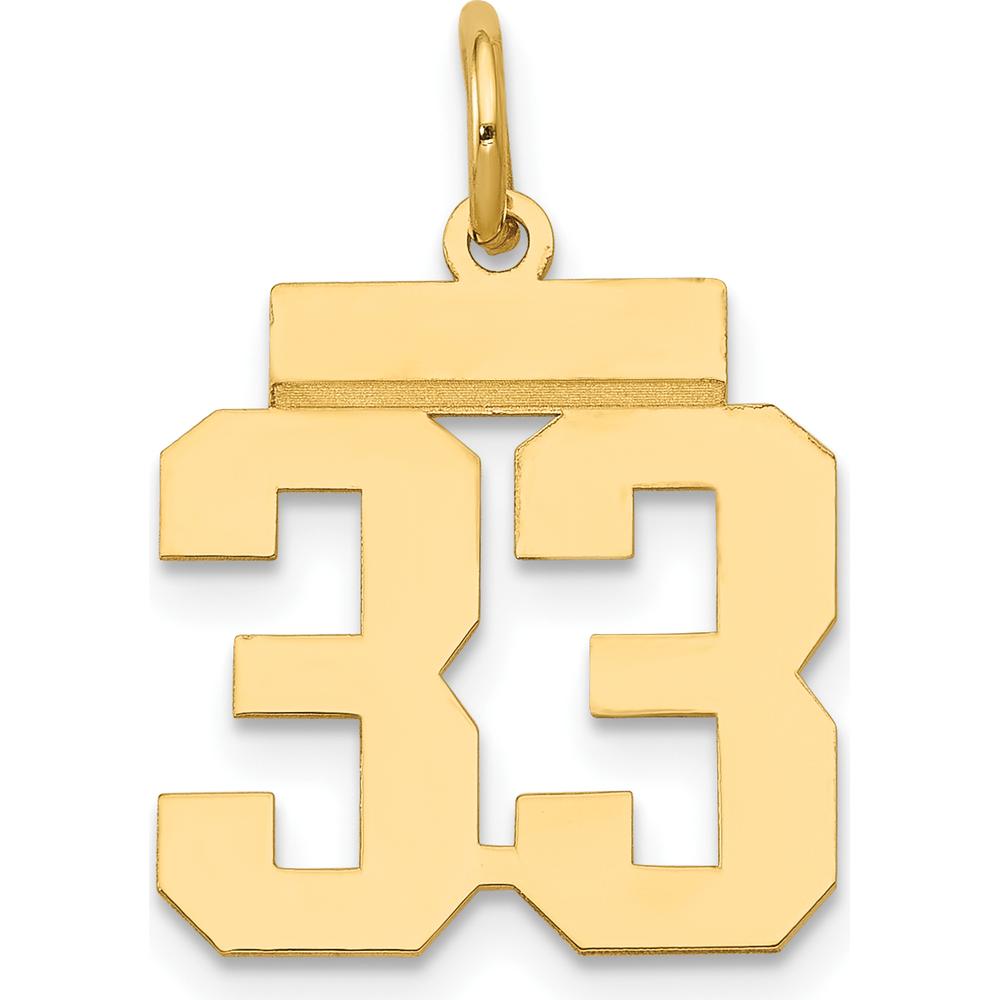 14K Yellow Gold Small Polished Number 33 Charm - Geometric Laser Cut Design by Oro Pregiato
