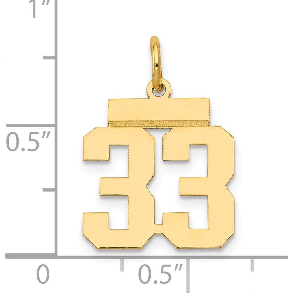 14K Yellow Gold Small Polished Number 33 Charm - Geometric Laser Cut Design by Oro Pregiato