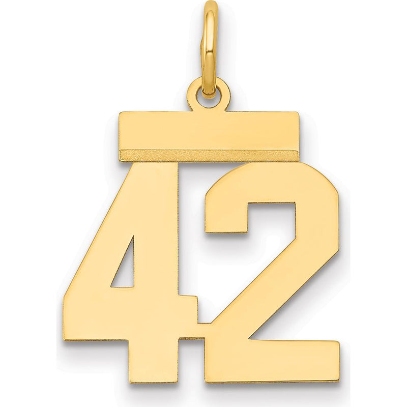 14K Yellow Gold Small Polished Number 42 Charm by Oro Pregiato