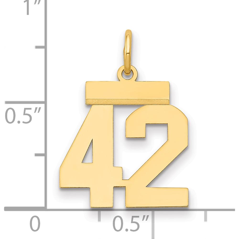 14K Yellow Gold Small Polished Number 42 Charm by Oro Pregiato