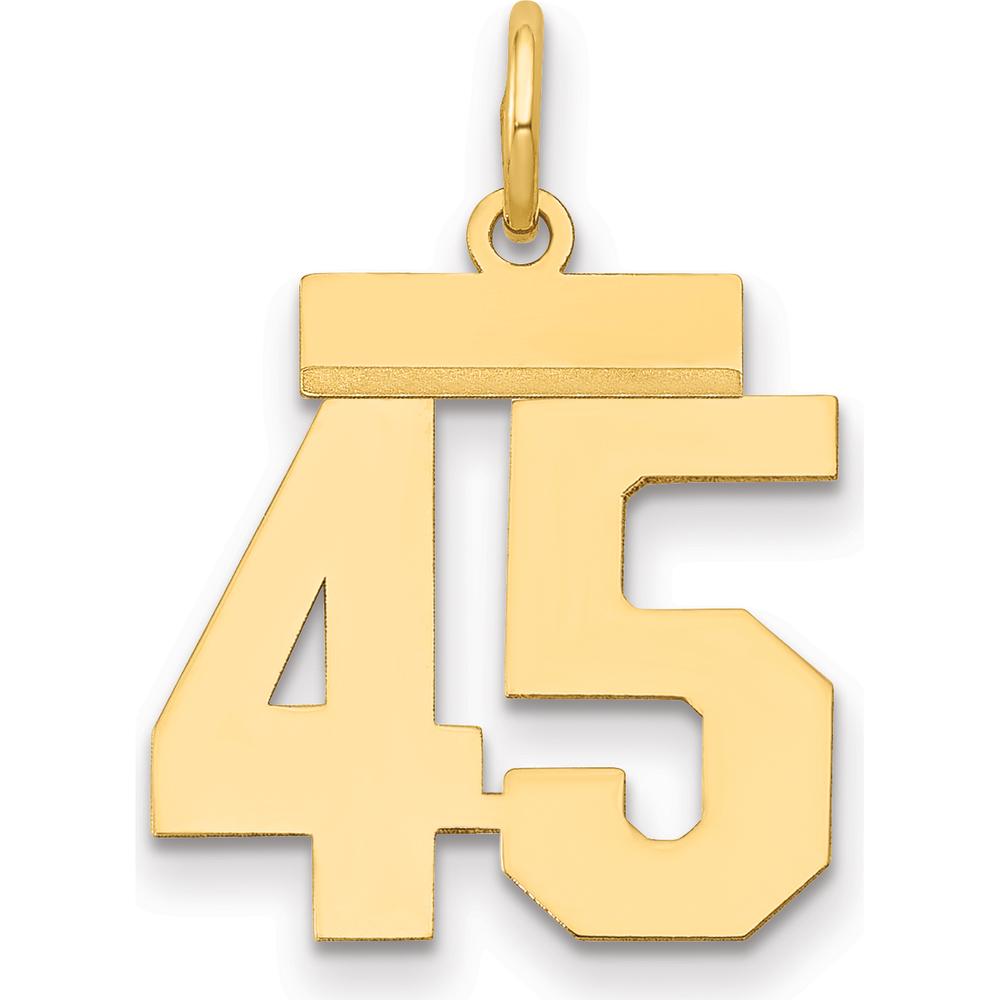 14K Yellow Gold Small Polished Number 45 Pendant Charm by Oro Pregiato
