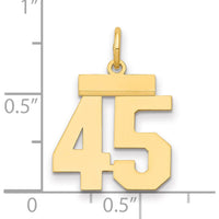 14K Yellow Gold Small Polished Number 45 Pendant Charm by Oro Pregiato