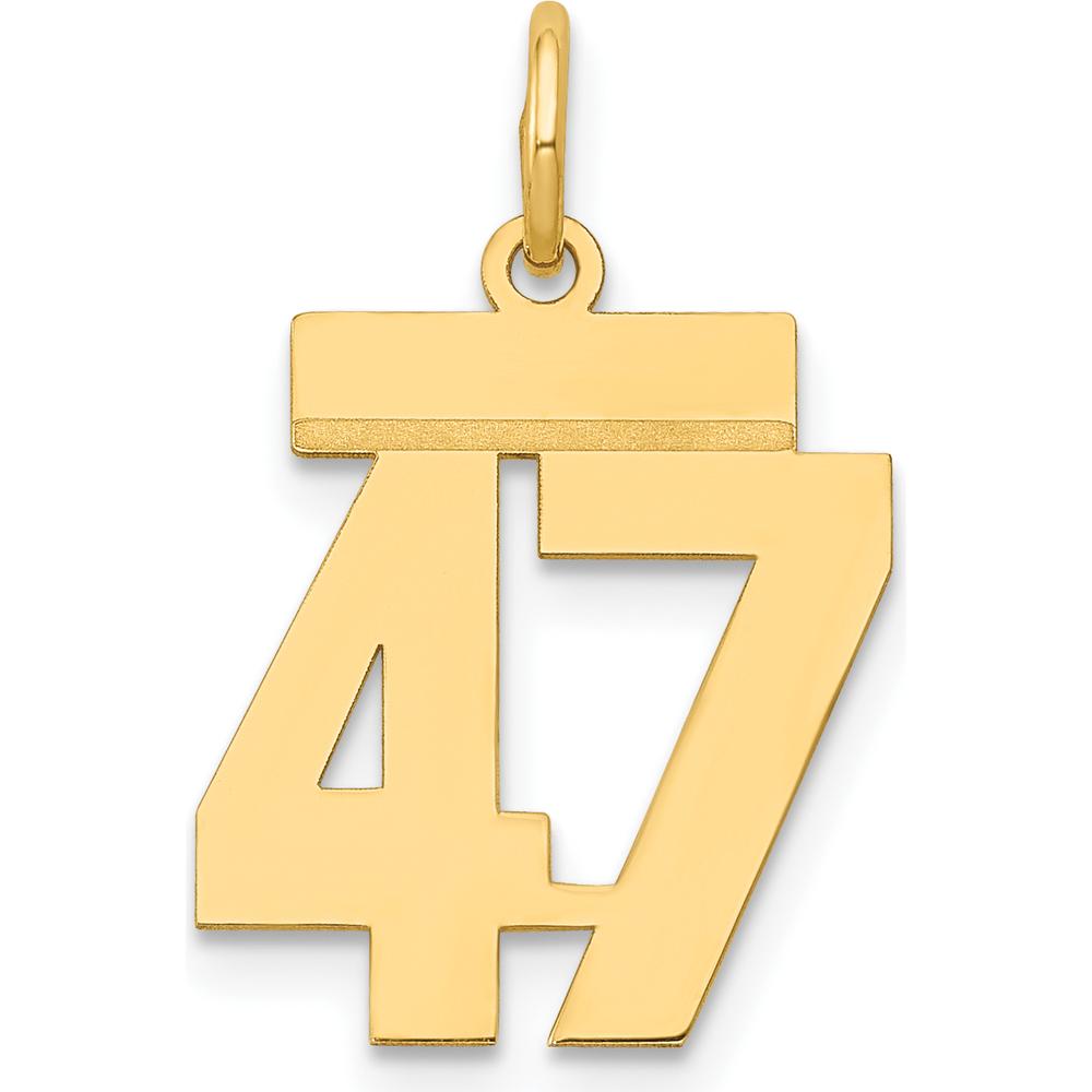 14K Yellow Gold Small Polished Number 47 Laser-Cut Charm by Oro Pregiato