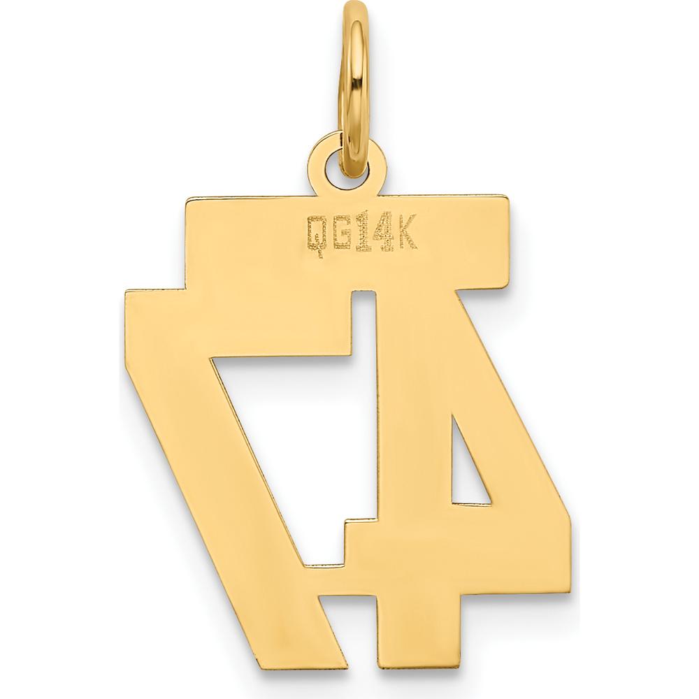 14K Yellow Gold Small Polished Number 47 Laser-Cut Charm by Oro Pregiato