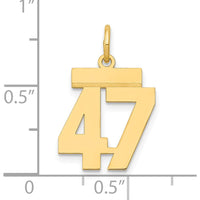 14K Yellow Gold Small Polished Number 47 Laser-Cut Charm by Oro Pregiato