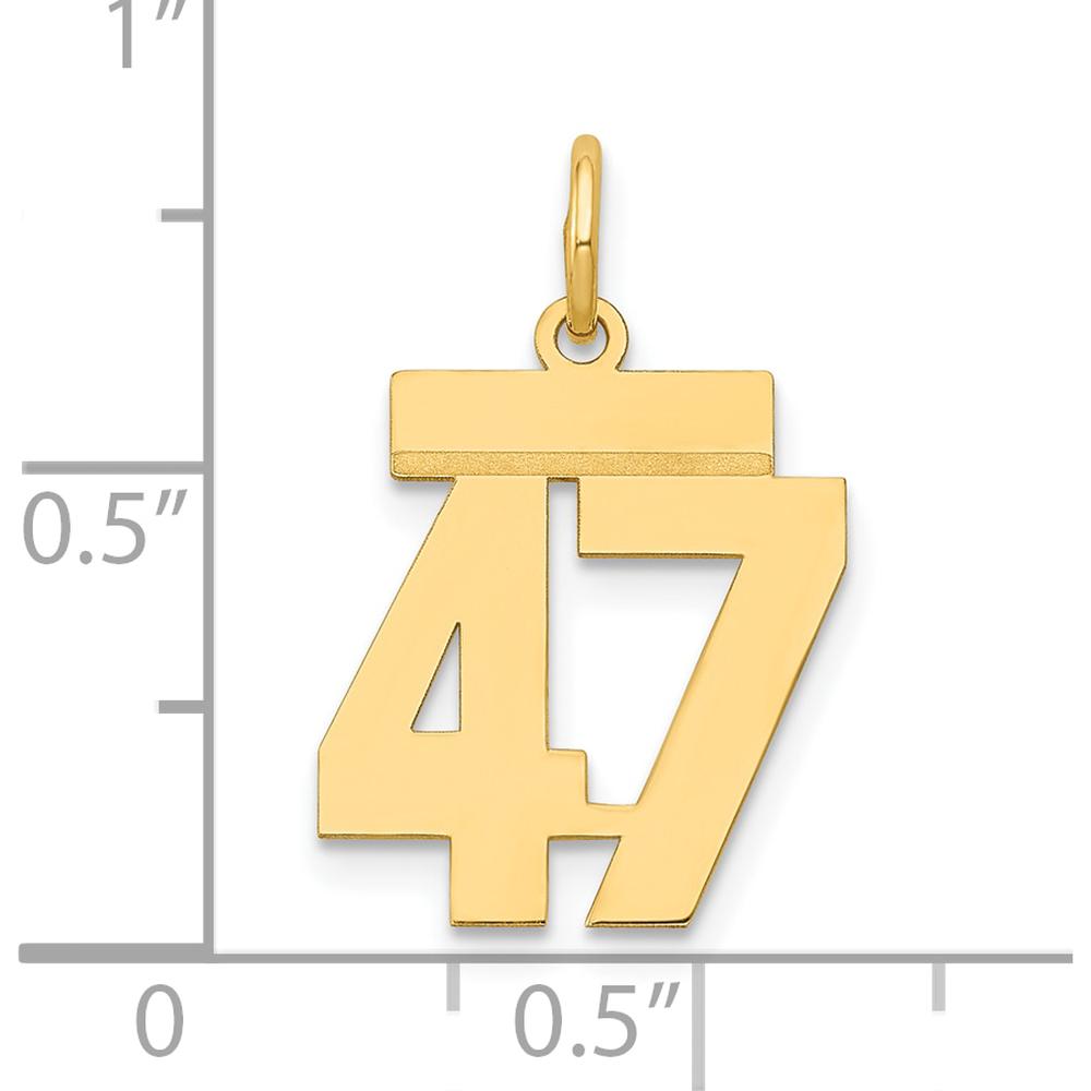 14K Yellow Gold Small Polished Number 47 Laser-Cut Charm by Oro Pregiato