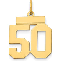 14K Yellow Gold Small Polished Number 50 Charm Pendant by Oro Pregiato