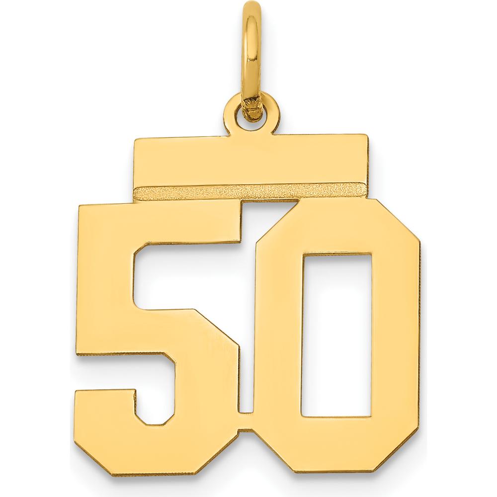 14K Yellow Gold Small Polished Number 50 Charm Pendant by Oro Pregiato