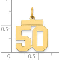 14K Yellow Gold Small Polished Number 50 Charm Pendant by Oro Pregiato