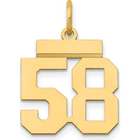 14K Yellow Gold Small Polished Number 58 Charm by Oro Pregiato