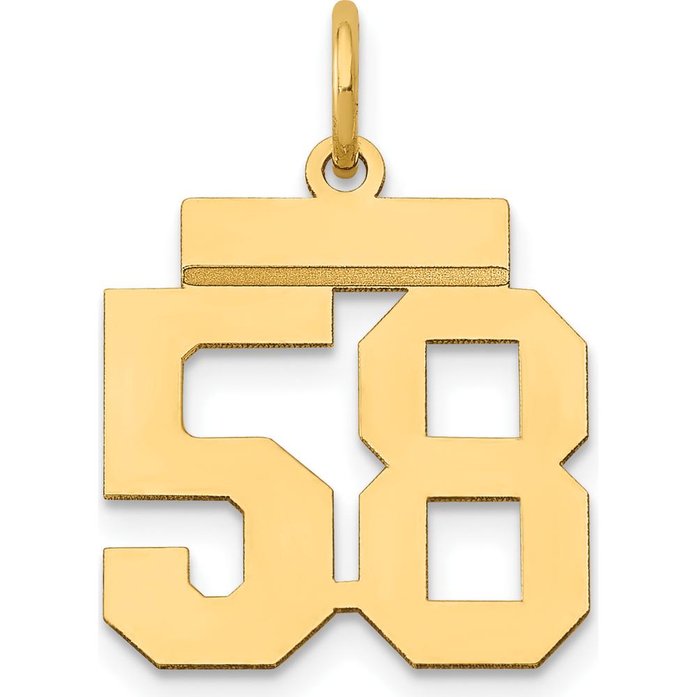 14K Yellow Gold Small Polished Number 58 Charm by Oro Pregiato