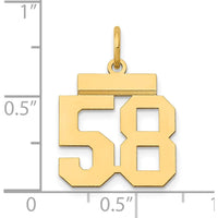 14K Yellow Gold Small Polished Number 58 Charm by Oro Pregiato